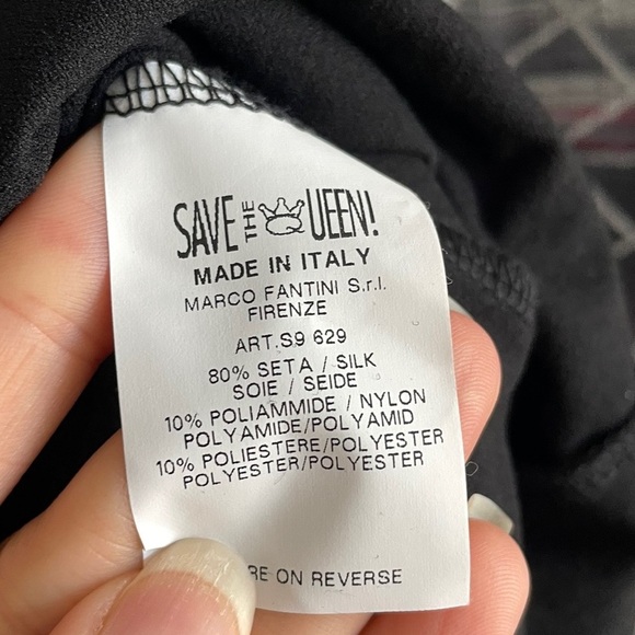 Save the Queen Italy Y2K Vintage “NEW YORKER” Wet Look Silk Chiffon Dress - Picture 6 of 7